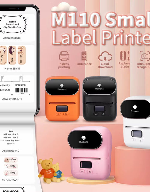 Load image into Gallery viewer, Phomemo M110 Portable Label Printer Mini Thermal Self-Adhesive Sticker Printer Mobile Pocket Tag Price UV Label Sticker Printer
