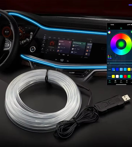 1/2/3/4/5M Car Interior RGB LED Light Strip Ambient Neon Invisible Light USB Fiber Optic Atmosphere Lamp Support APP Control