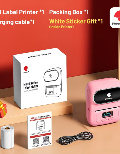 Load image into Gallery viewer, Phomemo M110 Portable Label Printer Mini Thermal Self-Adhesive Sticker Printer Mobile Pocket Tag Price UV Label Sticker Printer
