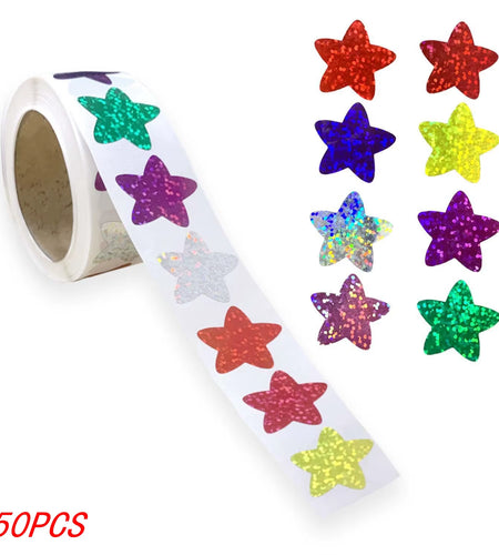 50-500Pcs Colorful Star Stickers for Kids Reward School Classroom Adhesive Holographic Star Stickers for Teachers DIY Craft