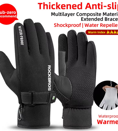 Winter Gloves Motorcycle Waterproof Fleece Thermal Gloves Snowboard Snowmobile Gloves Men Women Snow Cycling Gloves