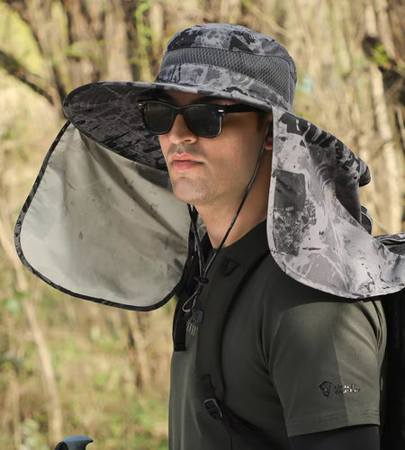 Large Shawl Sunscreen Neck Protection Big Brim Sun Hat Outdoor Leisure Mountaineering Fishing Cap Men Waterproof Fisherman Hats