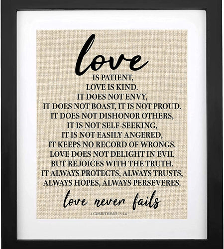 - 1 Corinthians 13, Love Is Patient Love Is Kind Christian Canvas Wall Art Farmhouse Wall Sign