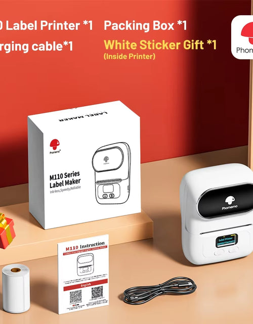 Load image into Gallery viewer, Phomemo M110 Portable Label Printer Mini Thermal Self-Adhesive Sticker Printer Mobile Pocket Tag Price UV Label Sticker Printer
