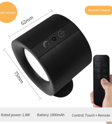 GlowFlex Touch Wall Lamp – Dual Head LED Light with Remote, 360° Rotation & USB Rechargeable Design